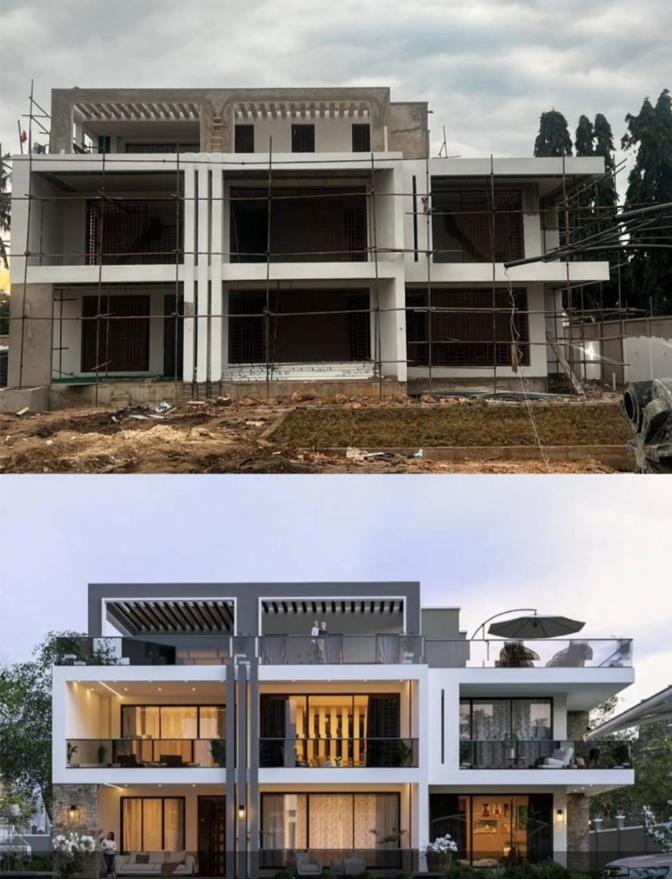 Before and after modern villa project