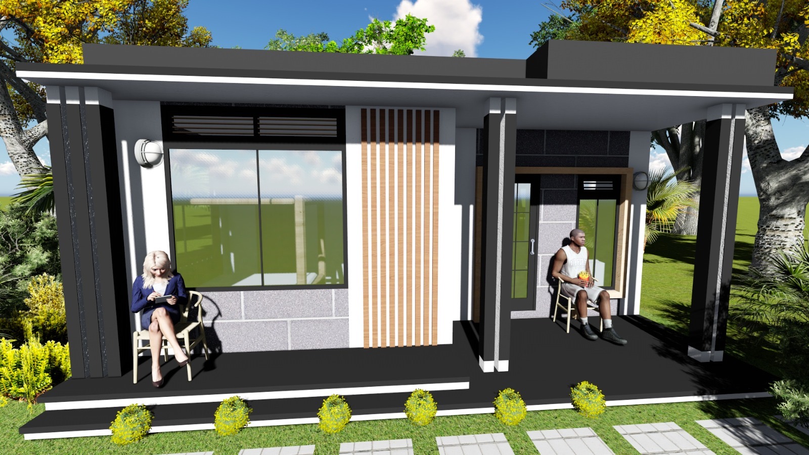 Compact modern facade render