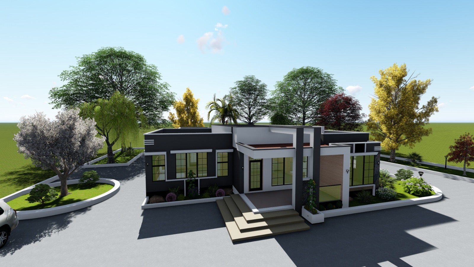 Modern single-storey residence render